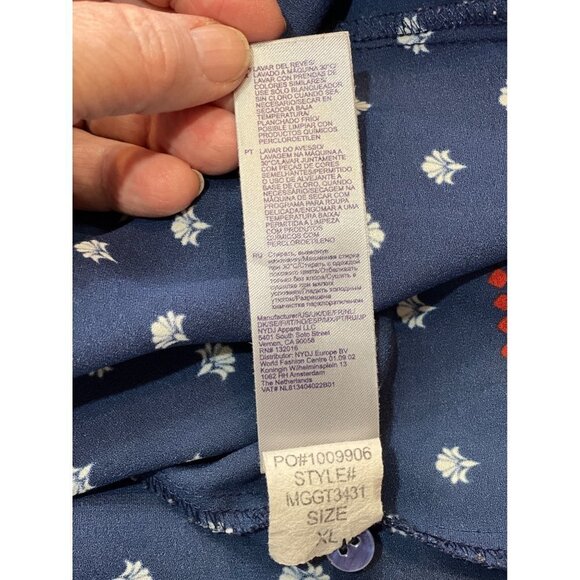 NYDJ LOS ANGELES Women's Split Neck 70's Style Smock Tunic Top XL Multicolor - Picture 12 of 16